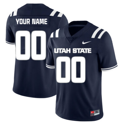 Custom Utah State Aggies Football Navy Home Jersey - All Stitched