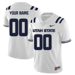 Custom Utah State Aggies Football White Away Jersey - All Stitched
