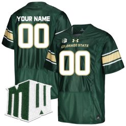 Custom Colorado State Rams Football Green Home Jersey w/ MWC Patch - All Stitched
