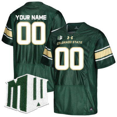 Custom Colorado State Rams Football Green Home Jersey w/ MWC Patch - All Stitched