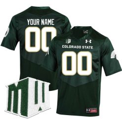 Custom Colorado State Rams Football Green Jersey w/ MWC Patch - All Stitched