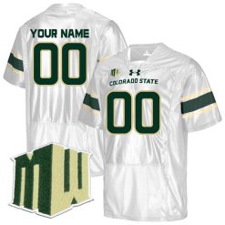 Custom Colorado State Rams Football White Away Jersey w/ MWC Patch - All Stitched