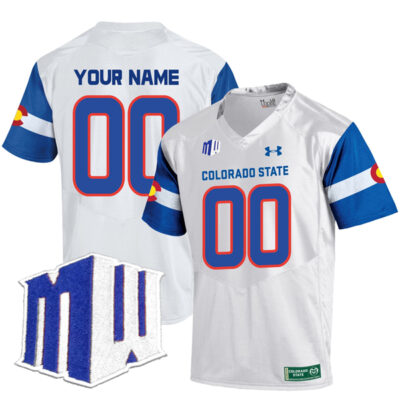Custom Colorado State Rams Football White State Pride Jersey w/ MWC Patch - All Stitched