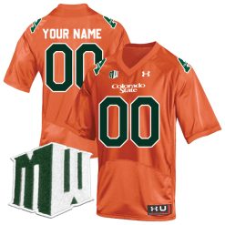 Custom Colorado State Rams Football Orange Throwback Jersey w/ MWC Patch - All Stitched