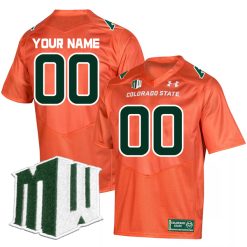 Custom Colorado State Rams Football Orange Jersey w/ MWC Patch - All Stitched