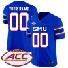 Custom SMU Mustangs Football Royal Home Jersey w/ ACC Patch - All Stitched
