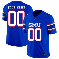 Custom SMU Mustangs Football Royal Home Jersey - All Stitched