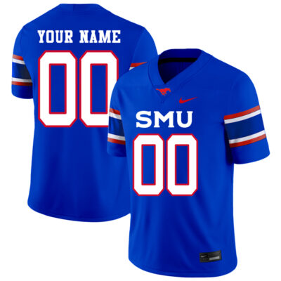 Custom SMU Mustangs Football Royal Home Jersey - All Stitched