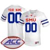 Custom SMU Mustangs Football White Away Jersey w/ ACC Patch - All Stitched