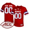 Custom SMU Mustangs Football Red Alternate Jersey w/ ACC Patch - All Stitched