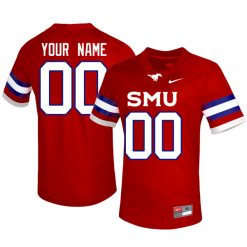 Custom SMU Mustangs Football Red Alternate Jersey - All Stitched