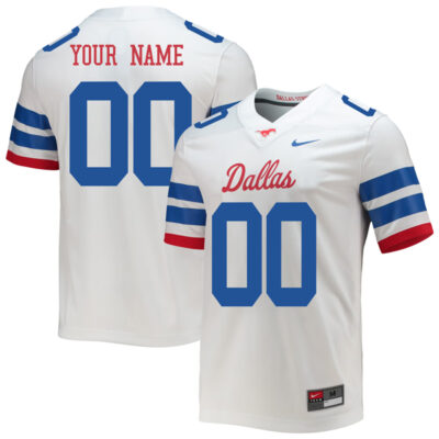 Custom SMU Mustangs Football White Jersey - All Stitched