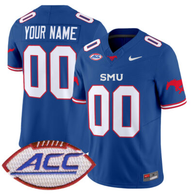 Custom SMU Mustangs Football Royal Vapor F.U.S.E Limited Jersey w/ ACC Patch - All Stitched