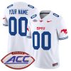 Custom SMU Mustangs Football White Vapor F.U.S.E Limited Jersey w/ ACC Patch - All Stitched