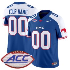 Custom SMU Mustangs Football Alternate Royal Vapor F.U.S.E Limited Jersey w/ ACC Patch - All Stitched