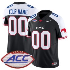Custom SMU Mustangs Football Alternate Black Vapor F.U.S.E Limited Jersey w/ ACC Patch - All Stitched