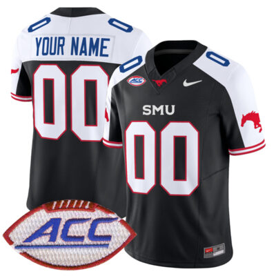 Custom SMU Mustangs Football Alternate Black Vapor F.U.S.E Limited Jersey w/ ACC Patch - All Stitched