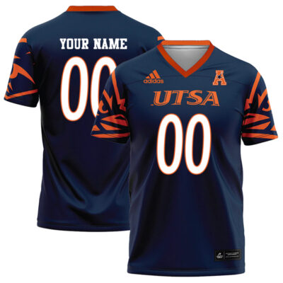 Custom UTSA Roadrunners Football Navy Game Jersey w/ AAC Patch - All Stitched