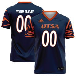 Custom UTSA Roadrunners Football Navy Game Jersey - All Stitched