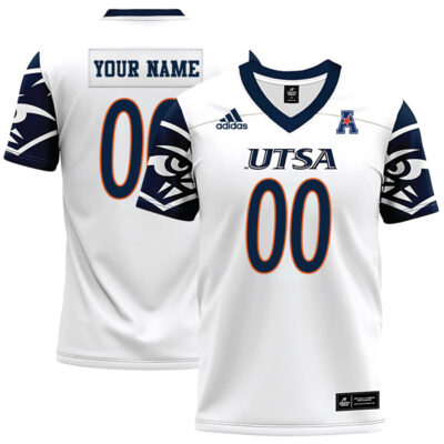 Custom UTSA Roadrunners Football White Game Jersey w/ AAC Patch - All Stitched