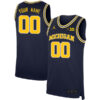 Custom Michigan Wolverines Basketball Navy Game Jersey w/ B1G Patch - All Stitched