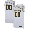 Custom Michigan Wolverines Basketball White Game Jersey w/ B1G Patch - All Stitched