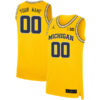 Custom Michigan Wolverines Basketball Maize Game Jersey w/ B1G Patch - All Stitched