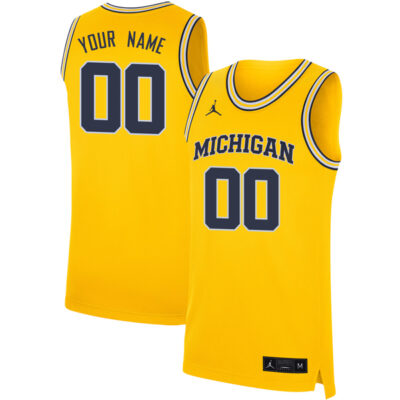 Custom Michigan Wolverines Basketball Maize Game Jersey - All Stitched