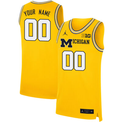 Custom Michigan Wolverines Basketball Maize Jersey w/ B1G Patch - All Stitched