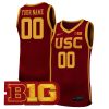 Custom USC Trojans Basketball Cardinal Game Jersey w/ B1G Patch - All Stitched