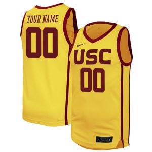 Custom USC Trojans Basketball Gold Game Jersey - All Stitched