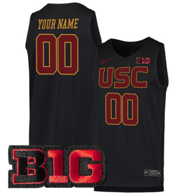 Custom USC Trojans Basketball Black Game Jersey - All Stitched