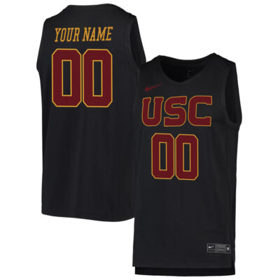 Custom USC Trojans Basketball Black Game Jersey - All Stitched