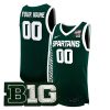 Custom Michigan State Spartans Basketball Green Game Jersey w/ B1G Patch - All Stitched