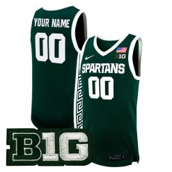 Custom Michigan State Spartans Basketball Green Game Jersey - All Stitched