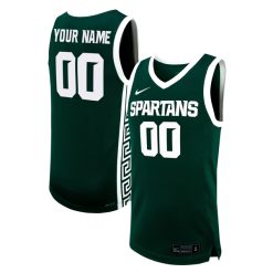 Custom Michigan State Spartans Basketball Green Game Jersey - All Stitched