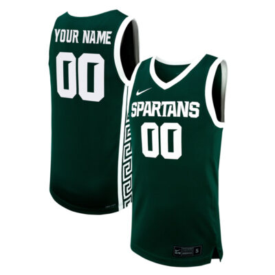Custom Michigan State Spartans Basketball Green Game Jersey - All Stitched