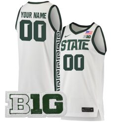Custom Michigan State Spartans Basketball White Game Jersey - All Stitched