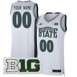 Custom Michigan State Spartans Basketball White Retro Jersey - All Stitched