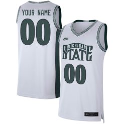 Custom Michigan State Spartans Basketball White Retro Jersey - All Stitched
