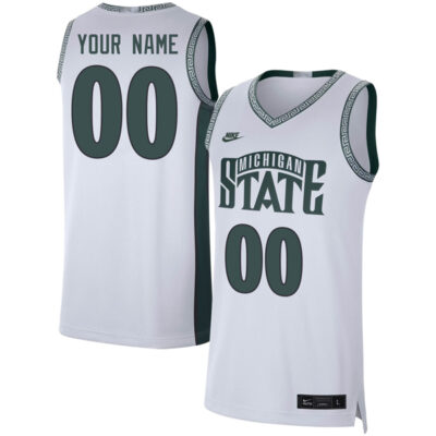 Custom Michigan State Spartans Basketball White Retro Jersey - All Stitched
