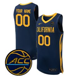 Custom California Golden Bears Basketball Navy Game Jersey w/ ACC Patch - All Stitched