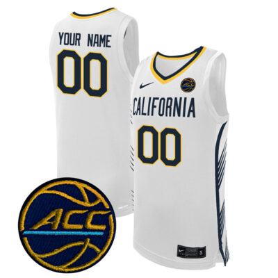Custom California Golden Bears Basketball White Game Jersey w/ ACC Patch - All Stitched