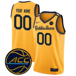 Custom California Golden Bears Basketball Gold Game Jersey w/ ACC Patch - All Stitched