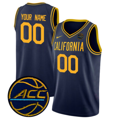 Custom California Golden Bears Basketball Navy Alternate Game Jersey w/ ACC Patch - All Stitched
