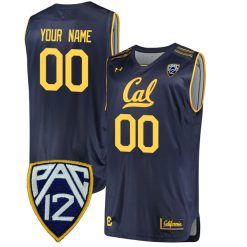 Custom California Golden Bears Basketball Navy Performance Jersey w/ PAC12 Patch - All Stitched