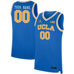 Custom UCLA Bruins Basketball Blue Game Jersey w/ B1G Patch - All Stitched