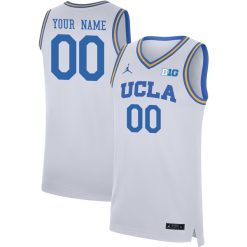 Custom UCLA Bruins Basketball White Game Jersey w/ B1G Patch - All Stitched