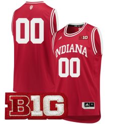 Custom Indiana Hoosiers Basketball Crimson Jersey w/ B1G Patch - All Stitched