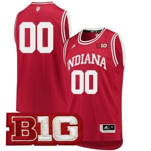 Custom Indiana Hoosiers Basketball Crimson Jersey w/ B1G Patch - All Stitched